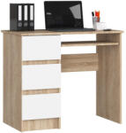AKORD CLP A-6 Számítógépasztal Sonoma Tölgy Fehér Bal Oldali 90cm