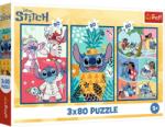 Trefl Puzzle 3 x 80 Lumea lui Stitch / Lilo&Stitch (34885) Puzzle
