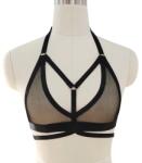 Guilty Toys Sutien Harness Nicole Elastic si Reglabil, Aspect Lucios, Negru, XS-L, Guilty Toys