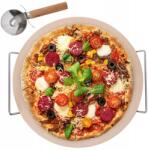 ORION Samott Kő pizzasütő forma állványban szeletelő kés (123778)