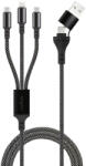 XO 2xType-C / iPhone 8pin - USB / Type-C adatkábel, gyorstöltés, nylon fonat, 66W, 1M, fekete, Maxlife