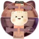  Gondol étkezési szett 7 db - lila/rózsaszín cica - babyshopkaposvar