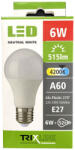 Trixline LED izzó gömb 6W-A60-E27-4200K-515lm - SEMLEGES fehér