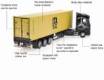 HONGW Tir Mercedes Actros Black + container Yellow cu leduri si sunete scala 1/361/43 (27443)