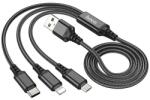 hoco. X76_B 1m 3in1 USB/microUSB/Type-C fekete adat- és töltőkábel (X76_B)