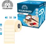 Tezeko 58 mm x 17 mm Műanyag Tekercses etikett címke Transzparens ( 2500 címke/tekercs ) (M0580001700-002)