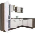 Leziter Yorki 280 sarok konyhablokk yorki tölgy korpusz, selyemfényű fehér fronttal alulagyasztós hűtős szekrénnyel (LS280YFH-AF)