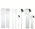 Cheffinger Set tacamuri din inox 24 de piese 6 cutite de cina 6 furculite de cina 6 linguri de cina 6 lingurite SILVER (CF-22126) Tacam