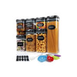 Flippy Set 7 Recipiente Organizare Alimente, Flippy, Inchidere Etansa, Etichete Reutilizabile, Cupe Masurare, 4 Dimensiuni Diferite, din Plastic Dur, Transparent (teo-126197)