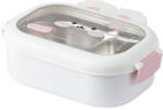 Flippy Cutie pentru Pranz sau Gustari, Flippy, cu Doua Compartimente, Model Iepuras, pentru Copii si Adulti, Etansare, PP, Perfect pentru Scoala si Birou, 1000 mL, 22x17.8x8 cm, Alb (teo-132332)