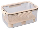Flippy Cutie pentru Depozitare Alimente, Flippy, de Uz Casnic, 2 Compartimente, Zona pentru Gheata, Mentinere Fresh, cu Maner, Material PET, 23x15x10.8 cm, Bej (teo-131518)