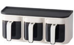 Flippy Cutie de Depozitare a Condimentelor, Flippy, de Uz Casnic, Montare pe Perete, 3 Compartimente, 25.8 x 13.6 x 10.5cm, Alb-Negru (teo-126592) Solnita condimente