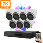 Hikvision 7 dome biztonsági kamerás IP kamera rendszer 4MP színes éjjellátással