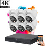 DAHUA 6 dome biztonsági kamerás IP kamera rendszer 8MP színes éjszakai képpel