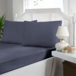 First Choice® Cearceaf pat dublu plat, 240x260cm cu 2 fete perna, bumbac satinat, Albastru (Eclipse)
