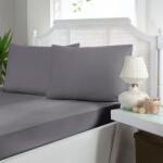 First Choice® Cearceaf pat dublu plat, 240x260cm cu 2 fete perna, bumbac satinat, Gri (Quicksilver)