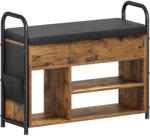 VASAGLE Cipőpad, előszoba cipőtartó bútor, tároló rekesszel, műbőr zsebek, kényelmes fogantyúk, (LSB052K01)