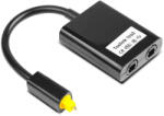  Digitális SPDIF optikai toslink audio Splitter elosztó 1x2 1 bemenet 2 kimenet