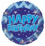  45 cm fólia lufi hologramos Happy Birthday kék 113007 (113007)