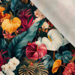 Takoy Bársony / velvet szövet Eliza színes trópusi virágok