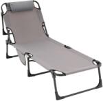  Összecsukható nyugágy poliészter 182 x 60 x 30 cm szürke (SC00257)