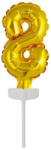  Gold, Arany 8-as szám fólia lufi tortára 13 cm (DPA9912682)