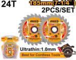 INGCO Fűrésztárcsa fához 185 x 20 x 1, 0 mm / 24T (2 db) (TSB1853)
