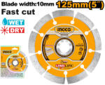INGCO Gyémánt vágókorong 125 x 10 x 22, 2 mm szegmentált (DMD011252) - szerszamplaza