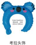 Flippy Balon din Folie Metalizata, Flippy, Tip Coronita cu Urechi, Model Koala, Ambalaj Individual, Pai Inclus, Umflare cu Aer sau Heliu, 26.5 x 28 cm, Albastru (teo-134283)