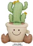 Flippy Balon din Folie Metalizata, Flippy, Figurina Animata, Model Ghivechi Cactus, 57.5x56 cm, Ambalaj Individual, Pai Inclus, Umflare cu Aer sau Heliu, Verde (teo-134098)