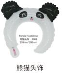 Flippy Balon din Folie Metalizata, Flippy, Tip Coronita cu Urechi, Model Panda, Ambalaj Individual, Pai Inclus, Umflare cu Aer sau Heliu, 27 x 28 cm, Alb Negru (teo-134268)