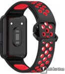 Samsung Galaxy Fit 3, Okosóra szíj, Szilikon, 120mm+90mm hosszú, Csatos, Lyukacsos, Légáteresztő, Sport, Fekete, Piros