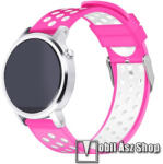  Okosóra szíj - légáteresztő, sportoláshoz, szilikon, 236mm hosszú, 22mm széles - MAGENTA / FEHÉR - Xiaomi Amazfit Stratos 2 / Huami Amazfit 2S