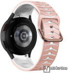  Okosóra szíj, Szilikon, Csatos, 116mm+87mm hosszú, Rózsaszín, Fehér, Samsung Galaxy Watch4, Watch5, Watch5 Pro, Watch6, Watch7, Watch FE