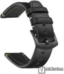  Okosóra szíj, Valódi bőr kívül belül, 165mm hosszú, 22mm széles, Fémcsatos, Állítható, Fekete, Garmin Venu 3S 41mm, Forerunner 255S (41mm), 265S, Venu 2S 40mm, HUAWEI Watch GT 5 41mm, GT 5 Pro 42mm