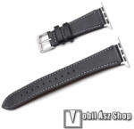  Okosóra szíj - FEKETE - valódi bőr - Apple Watch Series 1/2/3 38mm / 4/5/6/SE 40mm / 7/8/9 41mm / 10 42mm