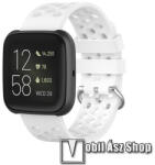  Okosóra szíj - szilikon, légáteresztő, sportoláshoz, 121 + 98mm hosszú, 23mm széles - FEHÉR - Fitbit Versa / Fitbit Versa Lite / Fitbit Versa 2