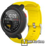  Okosóra szíj - szilikon, 80mm + 105mm hosszú, 15mm széles - CITROMSÁRGA - XIAOMI Amazfit Verge