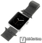  Okosóra milánói szíj - rozsdamentes acél, mágneses - FEKETE - 205mm hosszú, 20mm széles - Apple Watch Series 1/2/3 38mm / 4/5/6/SE 40mm / 7/8/9 41mm / 10 42mm