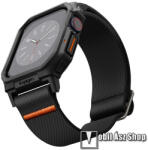 Spigen Apple Watch Series 10 42mm, SPIGEN LITE FIT PRO okosóra szíj és szilikon tok, Szövet, Légáteresztő, Erős védelem, Állítható, Fekete (ACS08594)