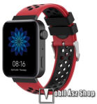  Okosóra szíj - légáteresztő, sportoláshoz, szilikon, 83mm + 127mm hosszú, 18mm széles - FEKETE / PIROS - Xiaomi Mi Watch (For China Market) / Fossil Gen 4 / HUAWEI TalkBand B5