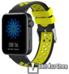  Okosóra szíj - légáteresztő, sportoláshoz, szilikon, 83mm + 127mm hosszú, 18mm széles - FEKETE / CITROMSÁRGA - Xiaomi Mi Watch (For China Market) / Fossil Gen 4 / HUAWEI TalkBand B5