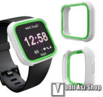  Okosóra műanyag védő tok / keret - Szilikon betétes - Fitbit Versa / Fitbit Versa Lite - FEHÉR / ZÖLD