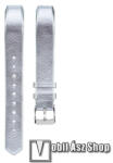  Okosóra szíj - EZÜST - valódi bőr, 115mm + 90mm hosszú - Fitbit Alta / Fitbit Alta HR
