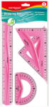 Keyroad Vonalzókészlet, 30 cm, flexibilis vonalzó, szögmérő, 45° és 60° háromszög vonalzók 4 db/bliszter Keyroad vegyes színek - vegyesbolt