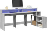 vidaXL szürke sonoma színű szerelt fa LED-es íróasztal 200x104x91 cm (3309470) - valora