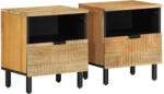 vidaXL 2 db barna tömör mangófa éjjeliszekrény 40 x 33 x 46 cm (4017727)