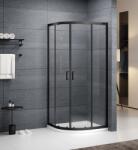 Roltechnik ALBIS BLACK 80x80 cm íves zuhanykabin tanszparent üveggel, matt fekete N0786 (N0786)