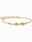 Thomas Sabo A2150-488-7-L19V Gold-plated bracelet w. cactus palm and coloured stones, női