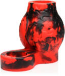 Creature Cocks Hell Hound Silicone Penis Sleeve + Ball Stretcher Large Red